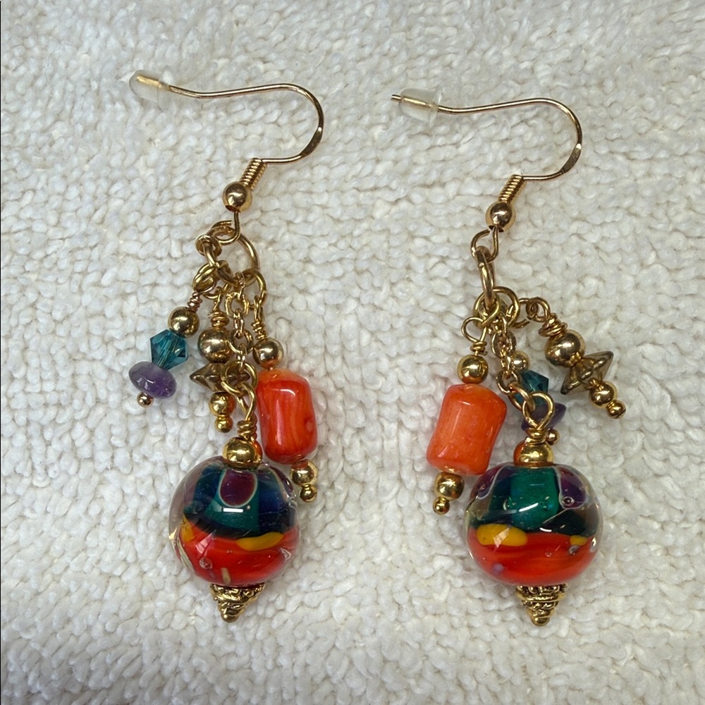 Colorful Beaded Dangle Earrings